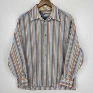 Tommy Bahama Long Sleeve Button Shirt Men's L Multicolor Striped Cotton Blend